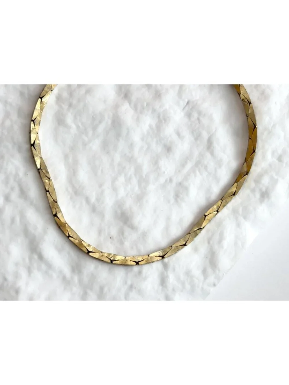 Gold Toned Cobra Chain Minimalist 80's Vintage Bracelet